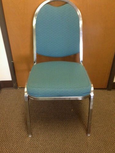 ( Lot of 20)Green Fabric Chrome Steel Frame Banquet Stack Chair - Shelby William
