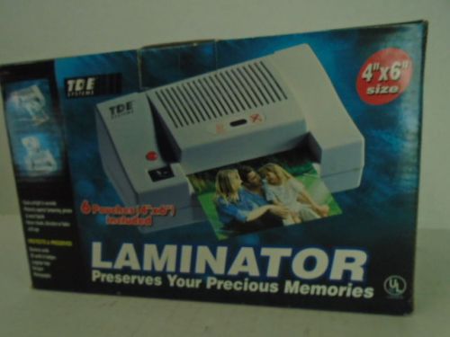 TDE Systems Laminator 4 x 6 New in Box Instructions Pouches W14G4818