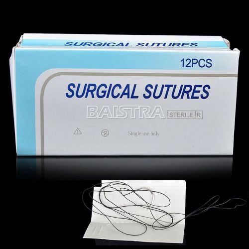 12Pcs Dental Suture Silk 3/0 Braided 75cm Surgical Wound Non Absorbable Suture U