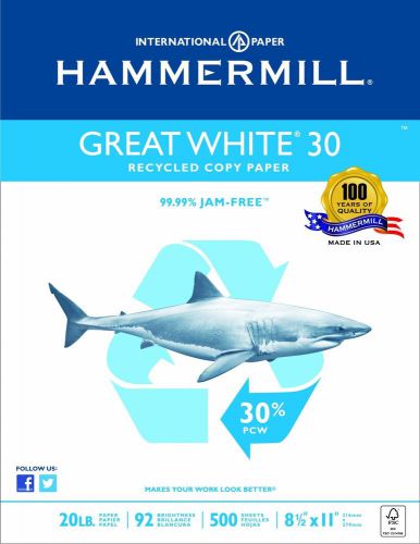 Hammermill Great White 30% Recycled Copy Paper 8-1/2 x 11 Inch 92 Bright 20lb...