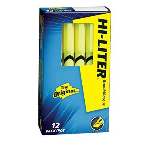 Hi-liter pen style, chisel tip, fluorescent yellow, box of 12 (23591) for sale