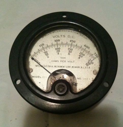 Weston Electrical Instrument Corp Model 301 Analog Panel Meter 0-750 Volts D.C.