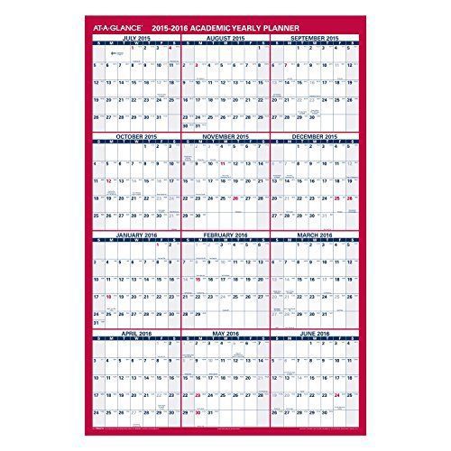 AT-A-GLANCE 2-Sided Erasable Monthly Wall Calendar, Academic Year, 12 Months,