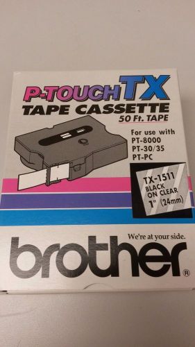 Genuine Brother TX1511 Laminated Tape Cartridge 1 Roll Black on Clear BRTTX1511
