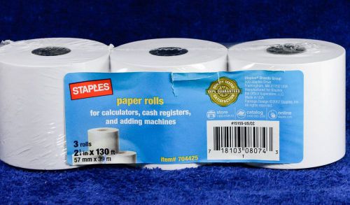 ((O^O)) Staples 2-1/4 Inches x 130 Feet PAPER ROLLS - Pack Of 3 - NEW