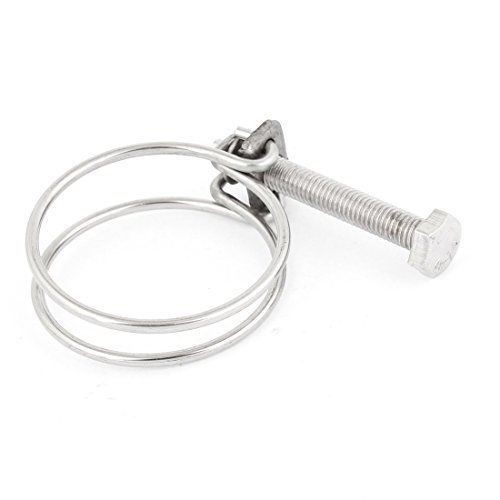 Uxcell a13123100ux0592 Metal Adjustable 41mm-51mm Tube Pipe Dual Wire Hose Clamp