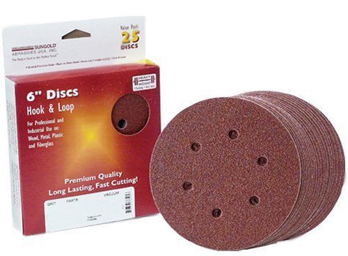 Sungold abrasives 32505 6-inch by 6 hole 60 grit heavyweight paper premium f-wei for sale