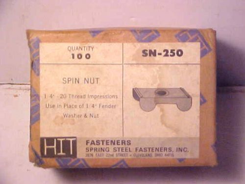 Vintage HIT FASTENERS  ( 100 )  1/4&#034;  Spin Nuts
