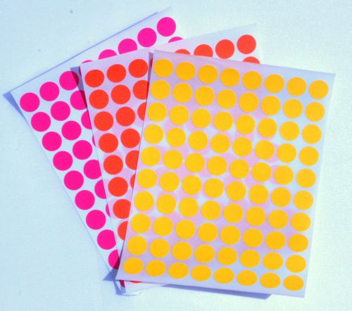 Neon Color Coding Labels 1/2 Inch Round 13mm Fluorescent Colors Dot Stickers