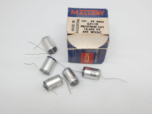 MALLORY 0.01UF 10,000pF 600VDC POLYSTYRENE AXIAL CAPACITORS - YOU GET 5 PIECES