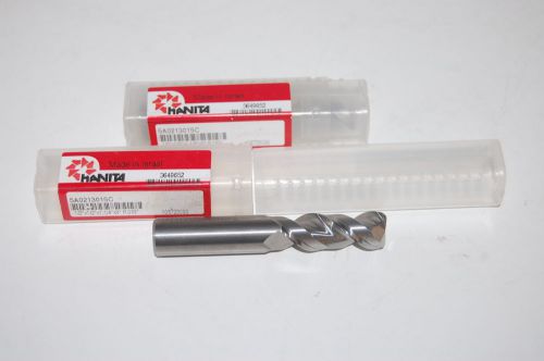 (2) NIB Hanita 5A0213015C 1/2 x 1/2 x 1-1/4 x 3 2FL HP Carbide Endmills