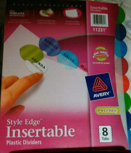 1 pkg. Of Avery, Style Edge Insertable Plastic Dividers 8 tabs 11231, new