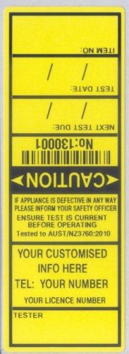 1000 electrical / appliance test tags / labels. includes free customising for sale