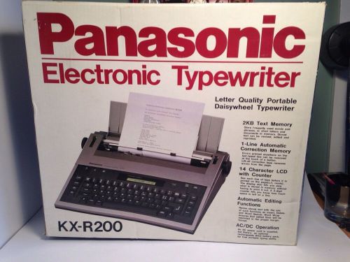 Panasonic KX-R200 Portable Electronic Typewriter  w/Cover &amp; Power Cord  VGC