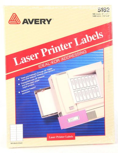 Avery 5162 laser printer labels.1400 labels, 1-1/3&#034; x 4&#034;. address labels. nip. for sale