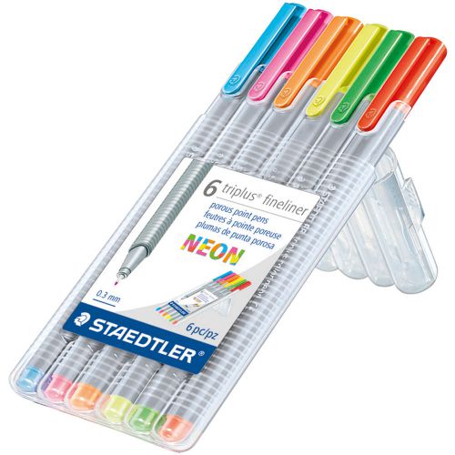 Triplus Fineliner Pens 6/Pkg-Neon
