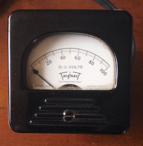 Vintage Bakelite Triplett dc 100 volt meter Gauge Steampunk