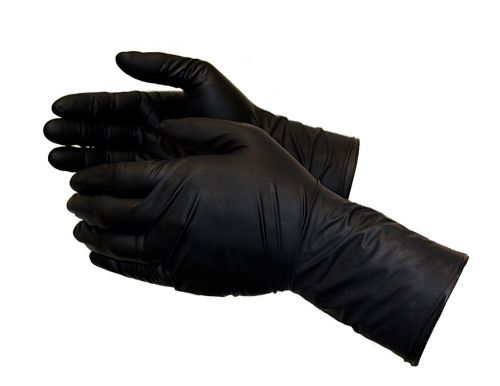 ShuBee® Black Gauntlet™ Silver Edition Black Nitrile Gloves - XL