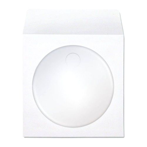 New 1000 Pack White CD/DVD White Paper Sleeves Cover with Flap &amp; Clear Window