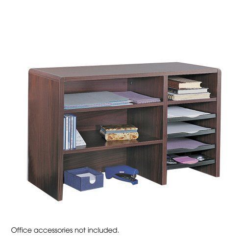 Safco Products 3692MH 29&#034;W Compact Desk Top Organizer, Mahogany