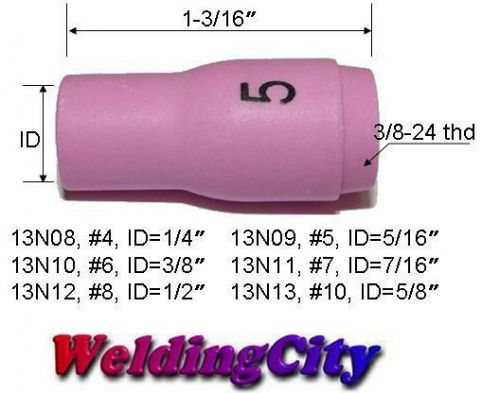 Weldingcity 5 ceramic cup nozzles 13n09 #5 for tig welding torch 9/20/25 for sale