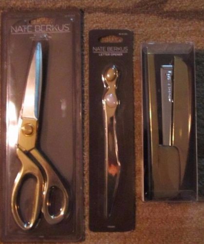 Nate Berkus Gold Desk Set Scissors Letter Opener Stapler