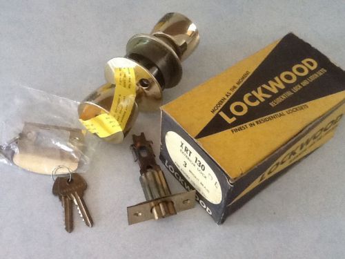 Vintage lockwood lock and latch set   new in box with keys   bright brass for sale