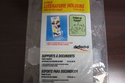 5 Pack Brochure Literature Holders Stand Deflect-o Foldem-up Pockets Clear Desk