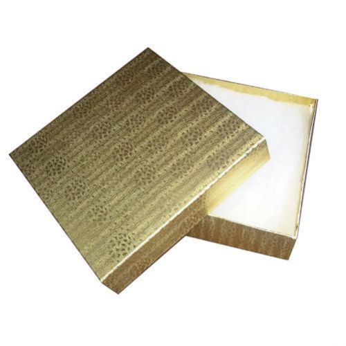 Lot of 50 pcs 8 1/2&#034;x8 1/2&#034;x2&#034; Gold Cotton Filled Jewelry Boxes