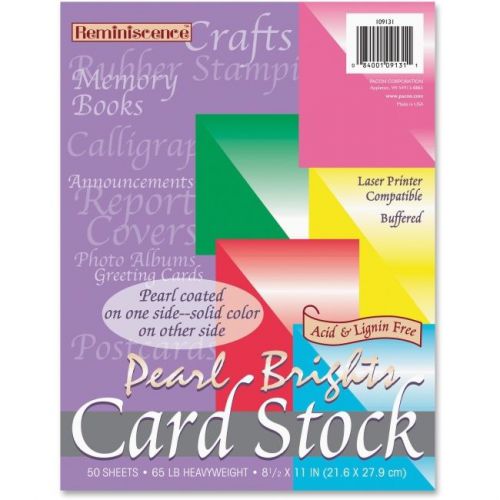 Pacon Reminiscence Card Stock 65 Lbs Letter Assorted Bright Pearl Colors 50/pack