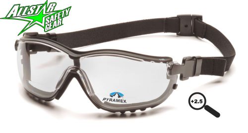 Pyramex safety v2g readers 2.5 clear anti fog goggle glasses bifocal gb1810str25 for sale