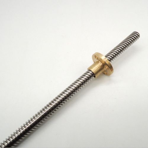 T8 trapezoidal screw dia 8mm pitch 2mm lead 8mm length 100mm with copper nut for sale