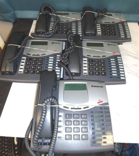 Lot of 5 Mitel Inter-Tel Axxess 8520 Business Phones w/ Handset, Cord &amp; Stand!