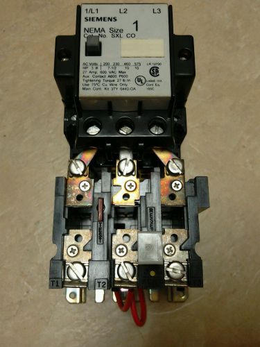 SIEMENS SXL CO SIZE ONE CONTACTOR W/ SA 13A THERMAL OVERLOAD RELAY 208 volt coil