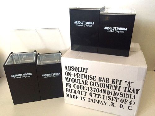 NIB ABSOLUT VODKA On Premise Bar &#034;A&#034; Modular Magnetic Condiment Tray 4 Count NEW