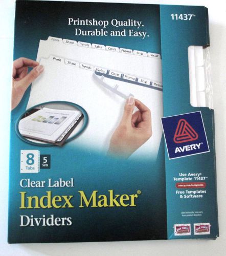 Avery Index Maker Clear Label Dividers with Label Sheet, White 8 Tab 11437