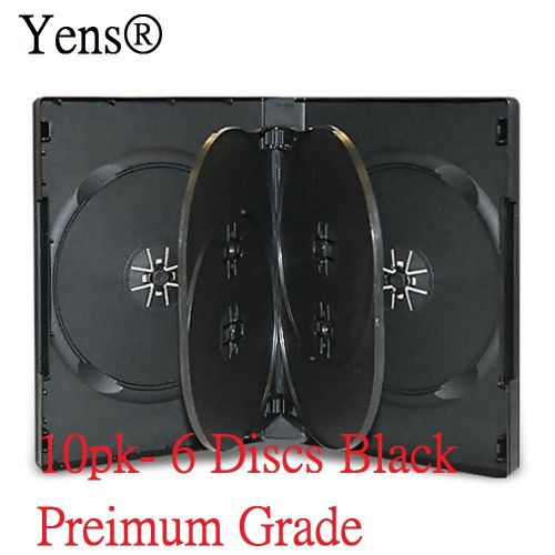 Yens® 10 Premium 6 Disc Black CD DVD Case Movie Box 10#BDVD6