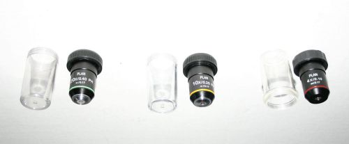 Fisher AMG Plan 4X and 10X 20X Phase Plan Infinity Microscope Objective Set New
