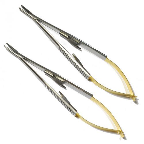 New 2 TC Castroviejo Needle Holders 14cm Cvd/Str Dental Instrument Free Ship CE