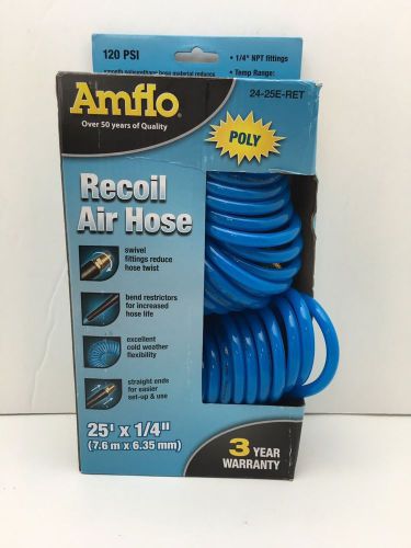 Amflo 24-25e-ret blue 120 psi polyurethane recoil air hose for sale