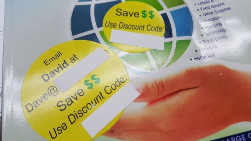 LOT 100 Self-Adhesive DISCOUNT Labels- custom for your catalog or brochure