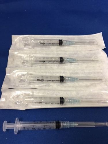 3ml / 3cc syringe with detachable needle luer lock tip 25g x 1 inch box of 100 for sale