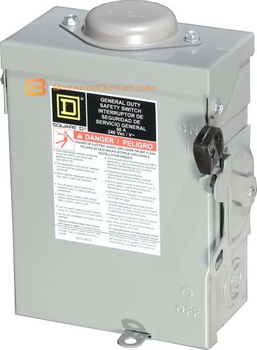 New Square D DU222RB Safety Switch 60A 240VAC/DC 1PH Disconnect