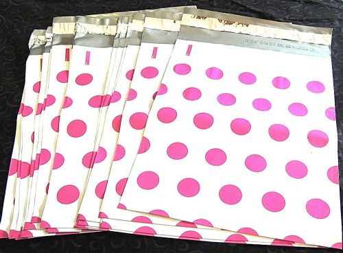 25 hot pink polka dot glossy poly mailer - 9 x 12&#039;&#039; - shipping, party, favors for sale
