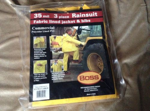 BossExtra Large Yellow Three Piece Rain Suit, 35 Mil, Yellow Fabric Lined