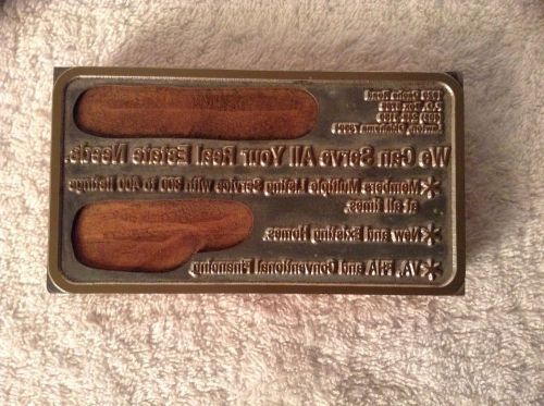 Printing Block Wood Metal Real Estate Lawton Oklahoma 5 1/8&#034; X 2 7/8&#034; X 1&#034;
