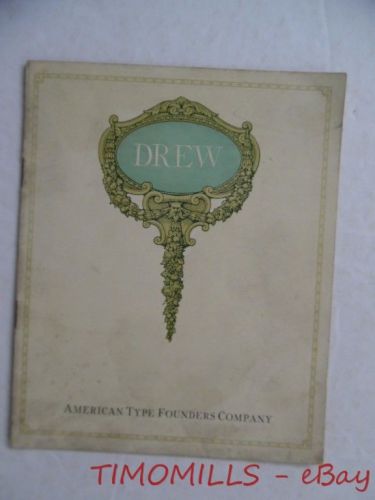 1912 American Type Founders Company DREW Typeface Type Foundry Catalog Antique