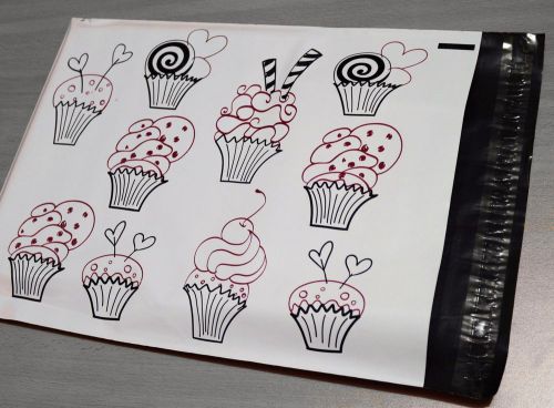 50 PCS10x13 Pink/Black Cupcake Designer Mailers Poly Shipping Envelope Boutique