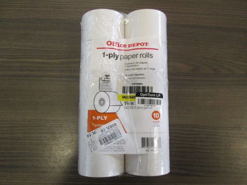 Office depot 1-ply paper rolls 1 3/4in x 128ft white pack of 10 109044 bb18926 for sale