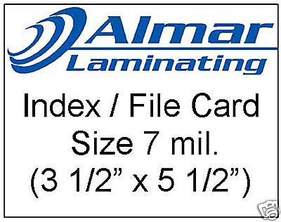 100 Index / File Card Size Laminating pouches  7 mil.